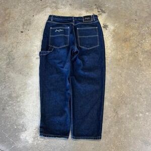 Sean John Jeans W34 Mens Dark Wash Leather Panel‎ Y2K Hip Hop